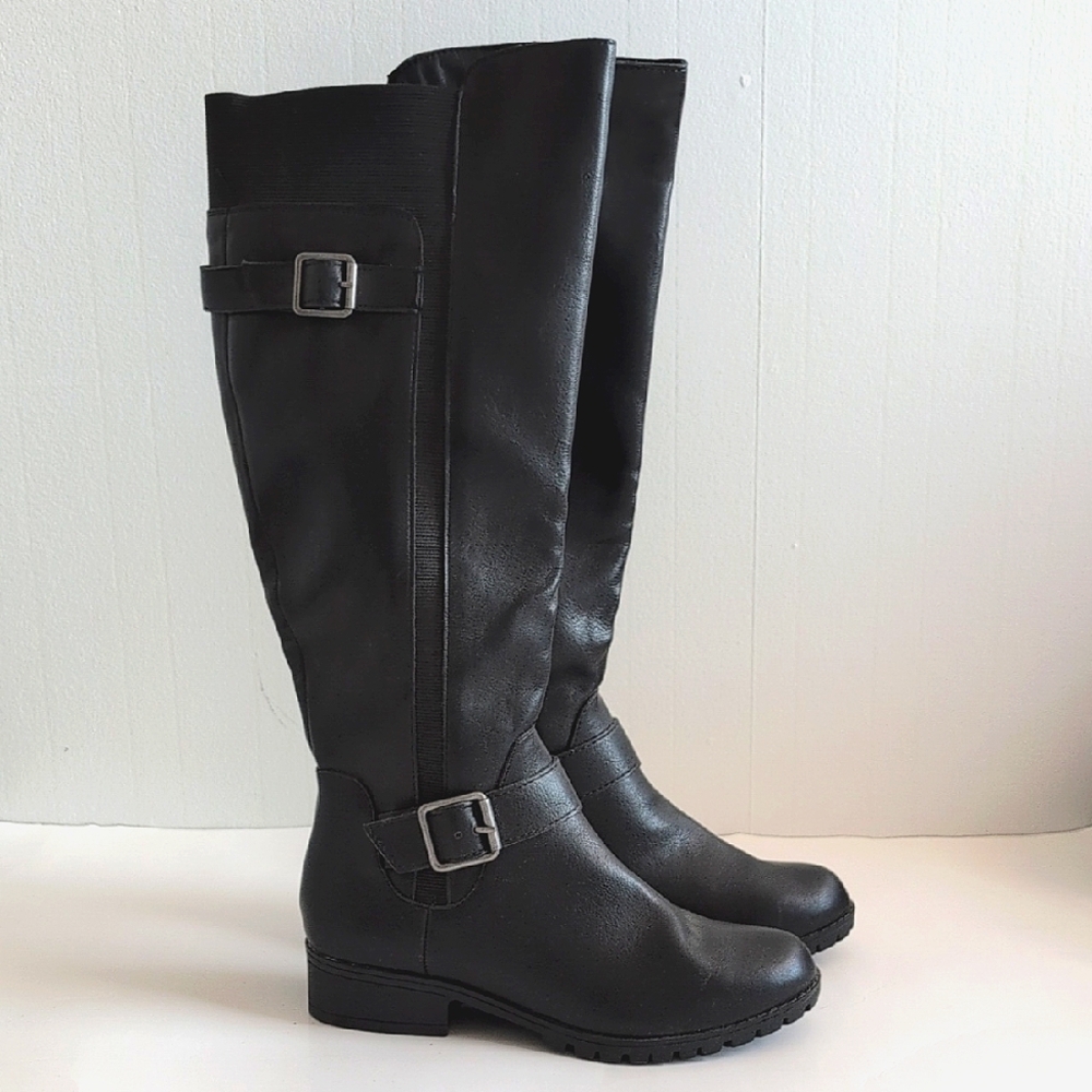3/$20 Universal Thread Kota Black Knee high Faux Leather Boots Woman's 6.5